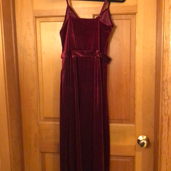 Burgundy Velvet Jumpsuit - Picture 2 of 4